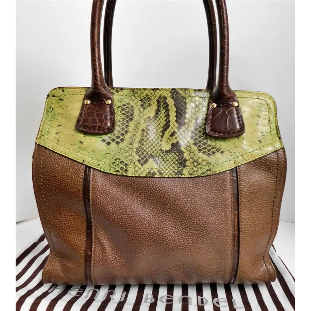 Henri‎ Bendel Snake Embossed Leather Satchel Bag